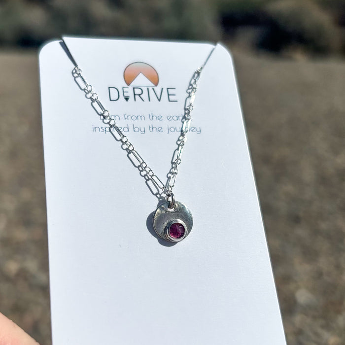 Dainty Pink Tourmaline Necklace, 16" length