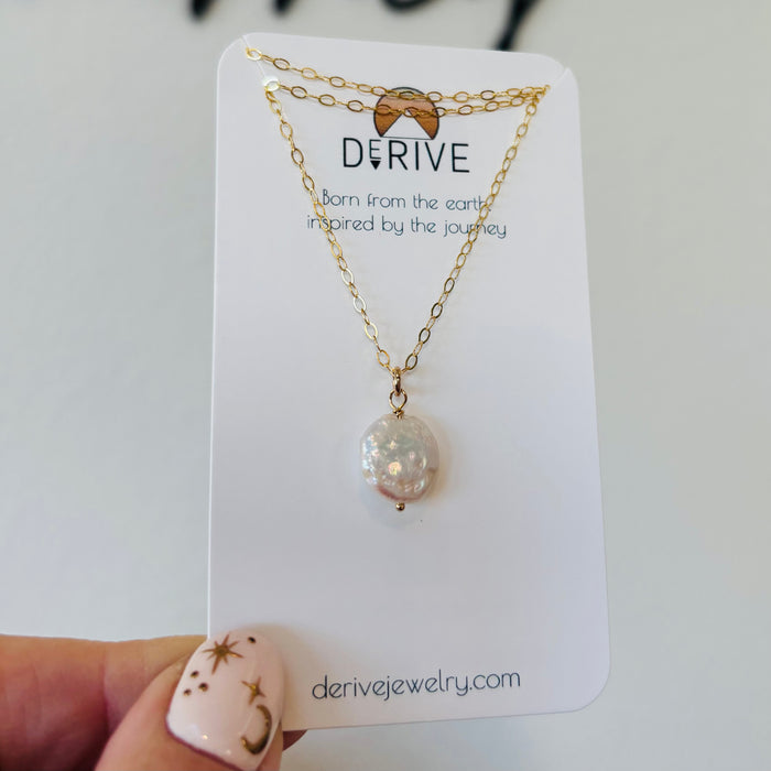 Dainty Freshwater Pearl Coin Necklace