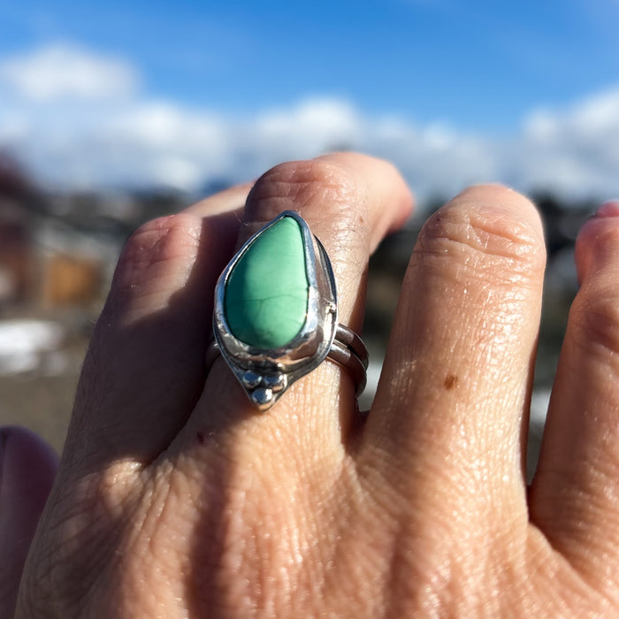 Wanderer's Ring - Emerald Valley (Nevada)Turquoise Ring,  size 8