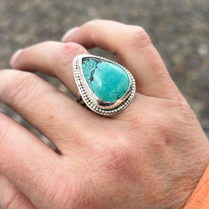 Desert Bloom Turquoise Ring, size 7