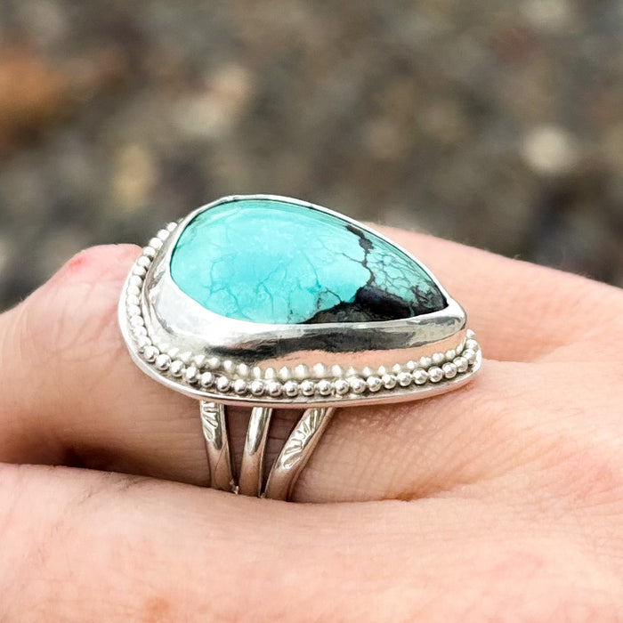 Desert Bloom Turquoise Ring, size 7
