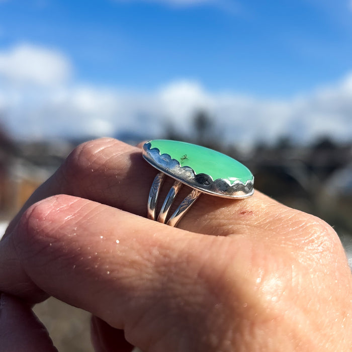Mossy Meadow Australian Chrysoprase Ring, size 7.5