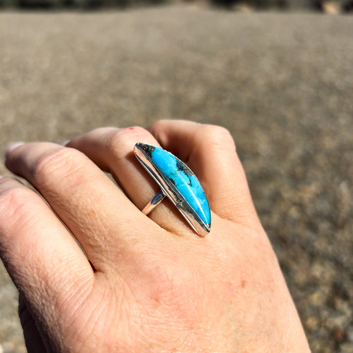 Turquoise Crescent Moon Ring Size 6.5