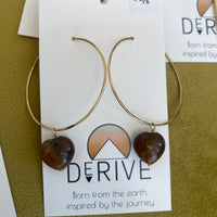 Jasper Heart Hoop Threader Earrings