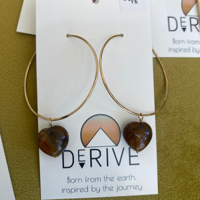 Jasper Heart Hoop Threader Earrings