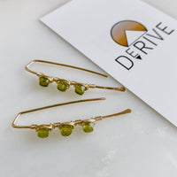 Triple Stone Peridot Threader Earrings
