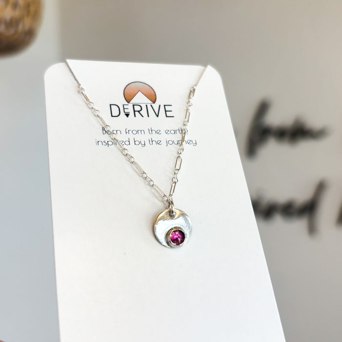Dainty Pink Tourmaline Necklace, 16" length