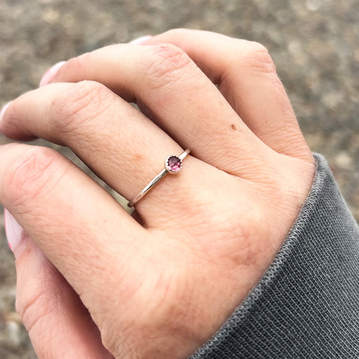 Dainty Pink Tourmaline Ring, Size 7.5
