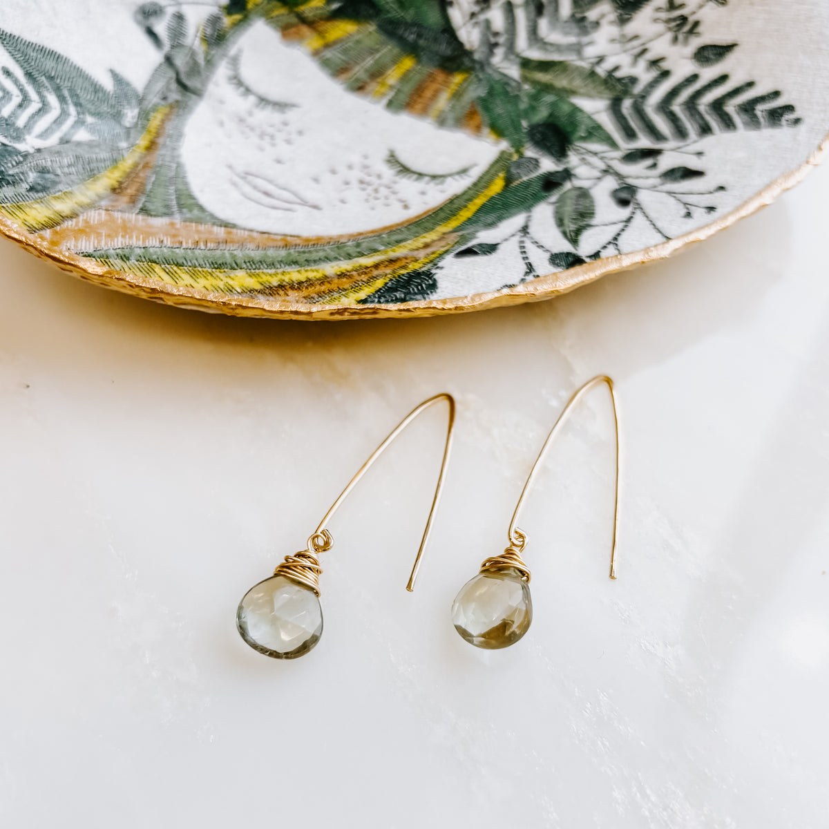 Mystic Green Amethyst Threader Earrings