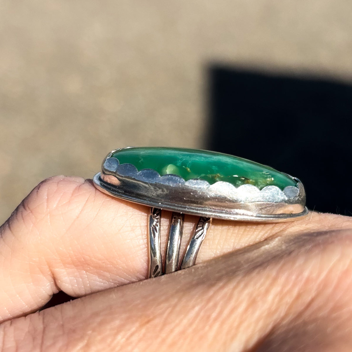 Mossy Meadow Australian Chrysoprase Ring size 7