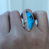 Turquoise Crescent Moon Ring Size 6.5
