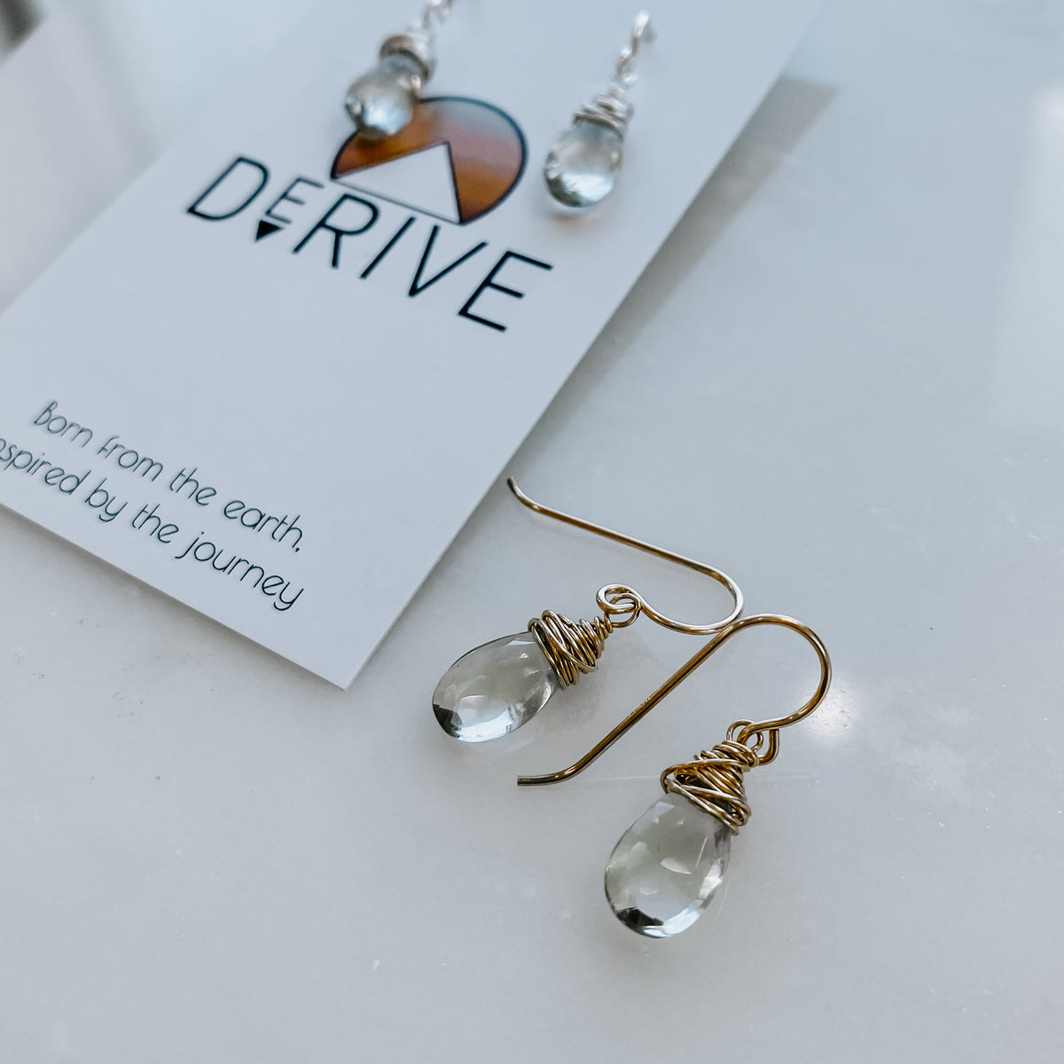 Mini Green Amethyst Drop Earrings