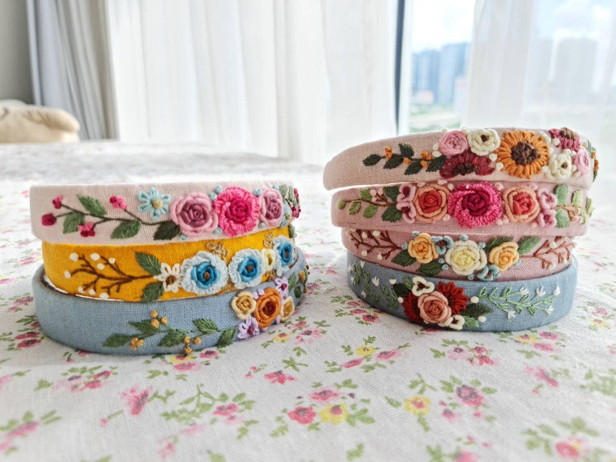 Floral Embroidered Headband