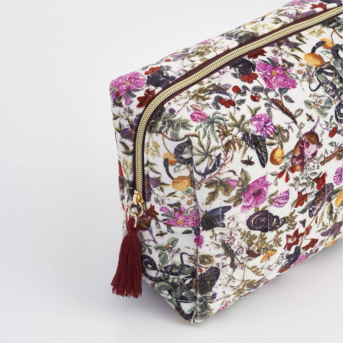 Butterfly Garden Large Velvet Cosmetic Makeup Bag