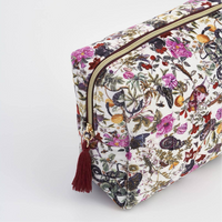 Butterfly Garden Large Velvet Cosmetic Makeup Bag