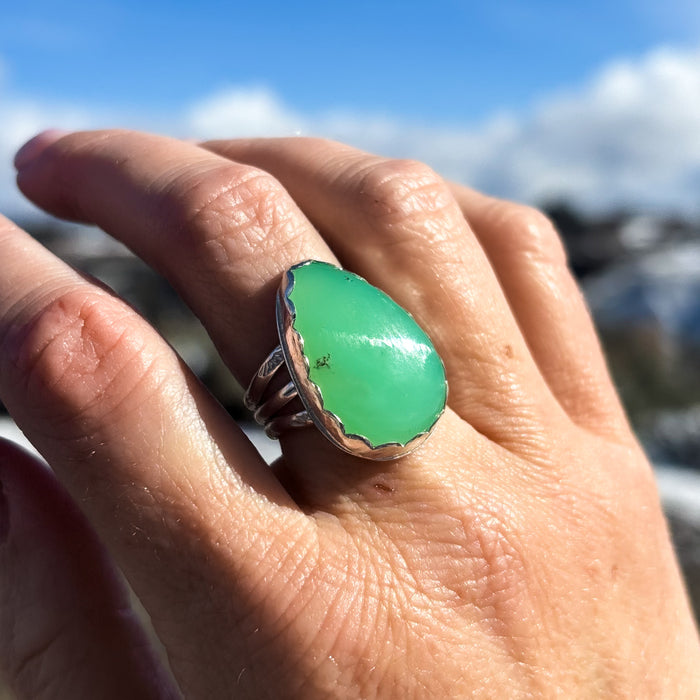 Mossy Meadow Australian Chrysoprase Ring, size 7.5