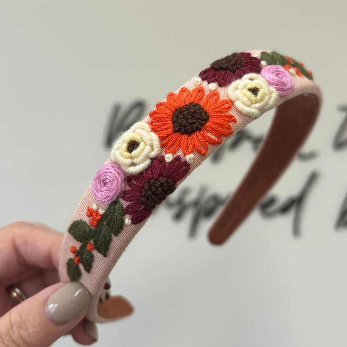 Floral Embroidered Headband