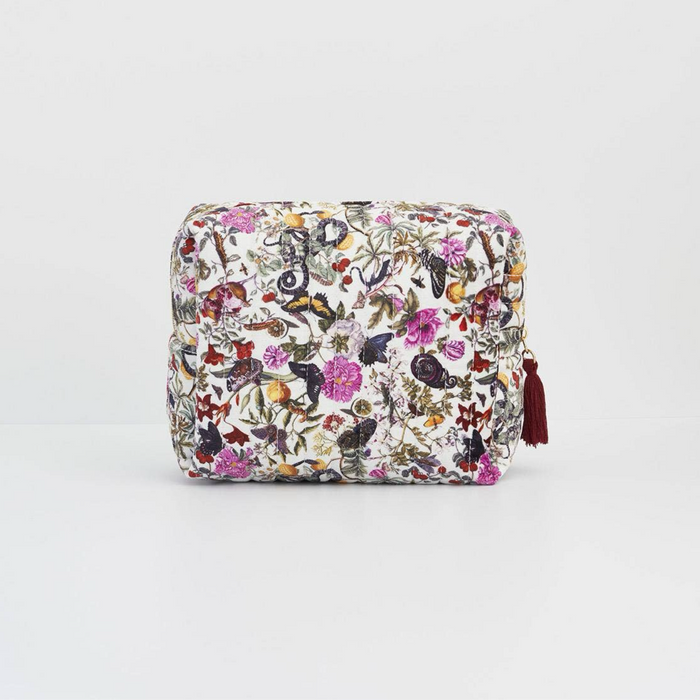 Butterfly Garden Large Velvet Cosmetic Makeup Bag