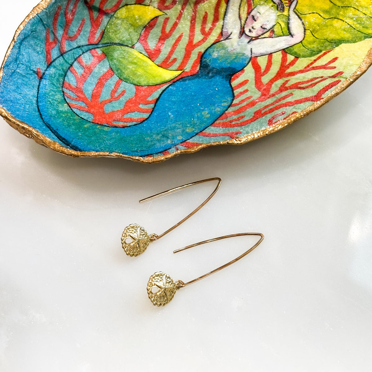 Sand Dollar Threader Earrings