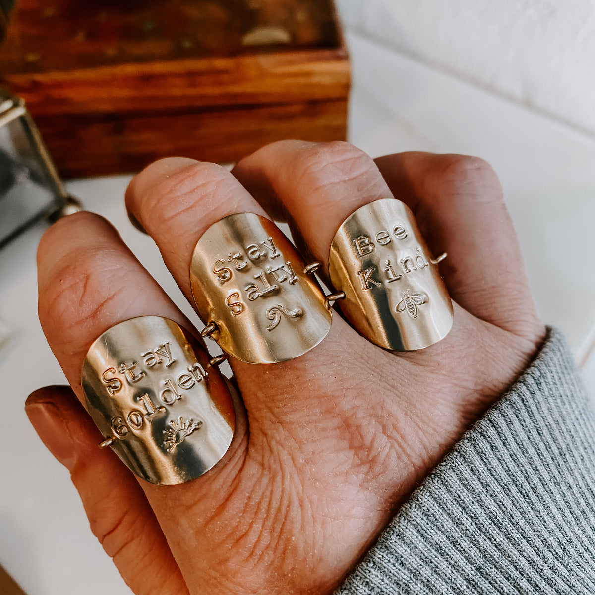 Custom Stamped Shield Ring