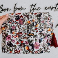 Butterfly Garden Large Velvet Cosmetic Makeup Bag