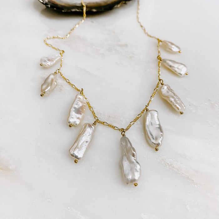 Pearl Stick Statement Necklace