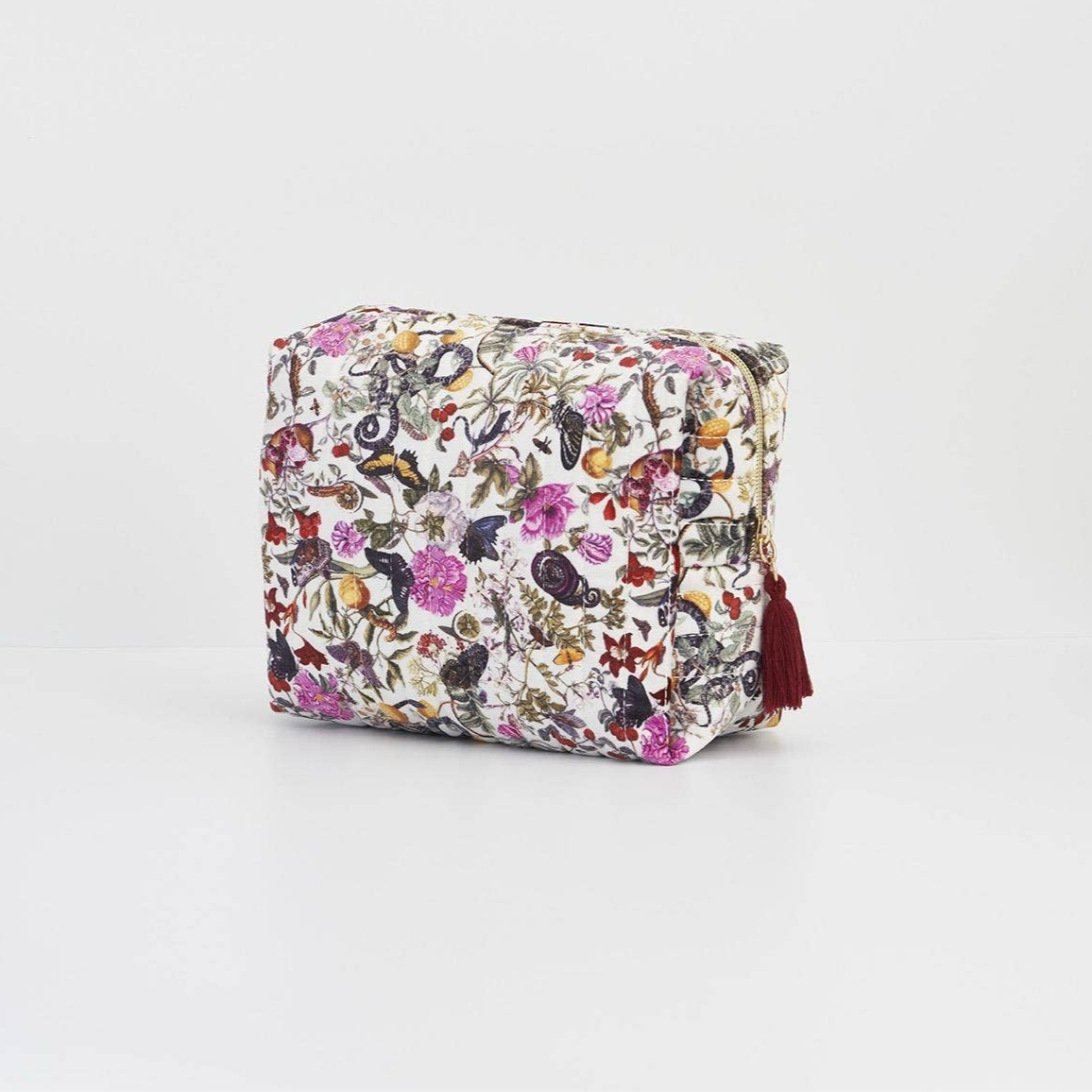 Butterfly Garden Large Velvet Cosmetic Makeup Bag