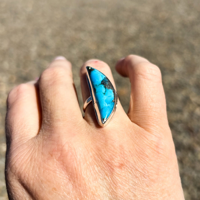 Turquoise Crescent Moon Ring Size 6.5