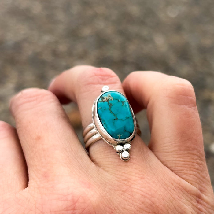 Wanderer's Ring, Kingman Turquoise,  Size 7