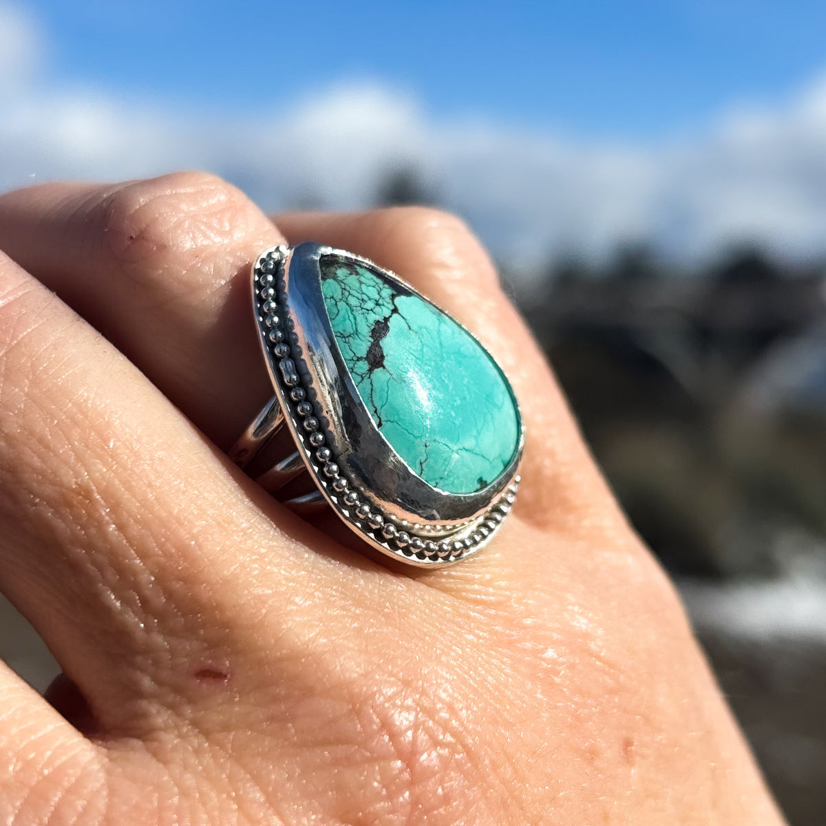 Desert Bloom Turquoise Ring, size 7
