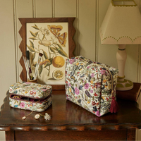 Butterfly Garden Large Velvet Cosmetic Makeup Bag