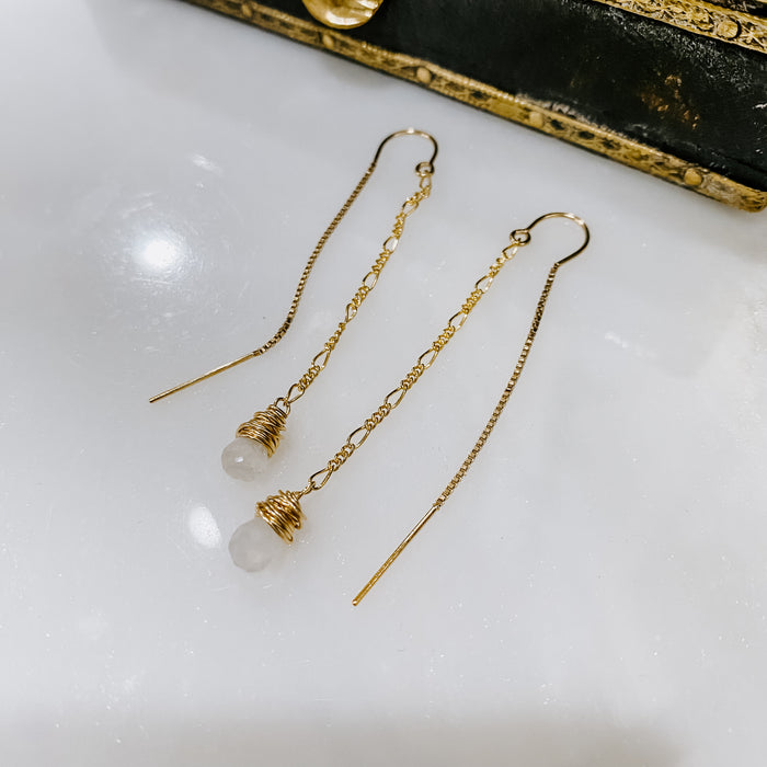 Moonstone Threader Earrings