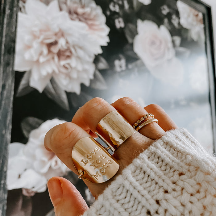 Custom Stamped Shield Ring