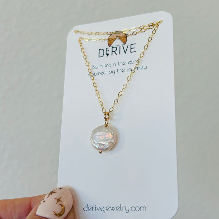 Dainty Freshwater Pearl Coin Necklace