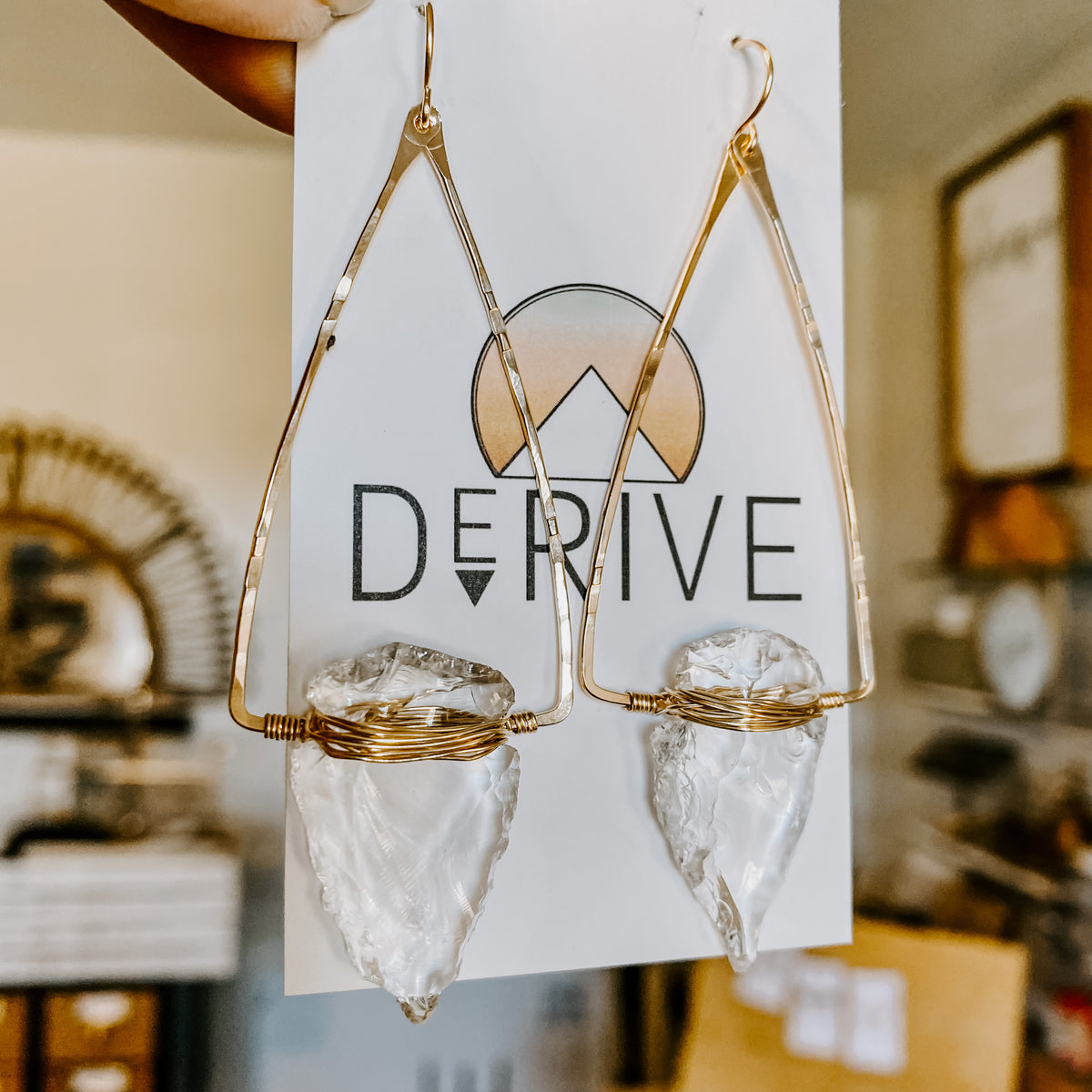 Nala Quartz Crystal Arrowhead Earrings
