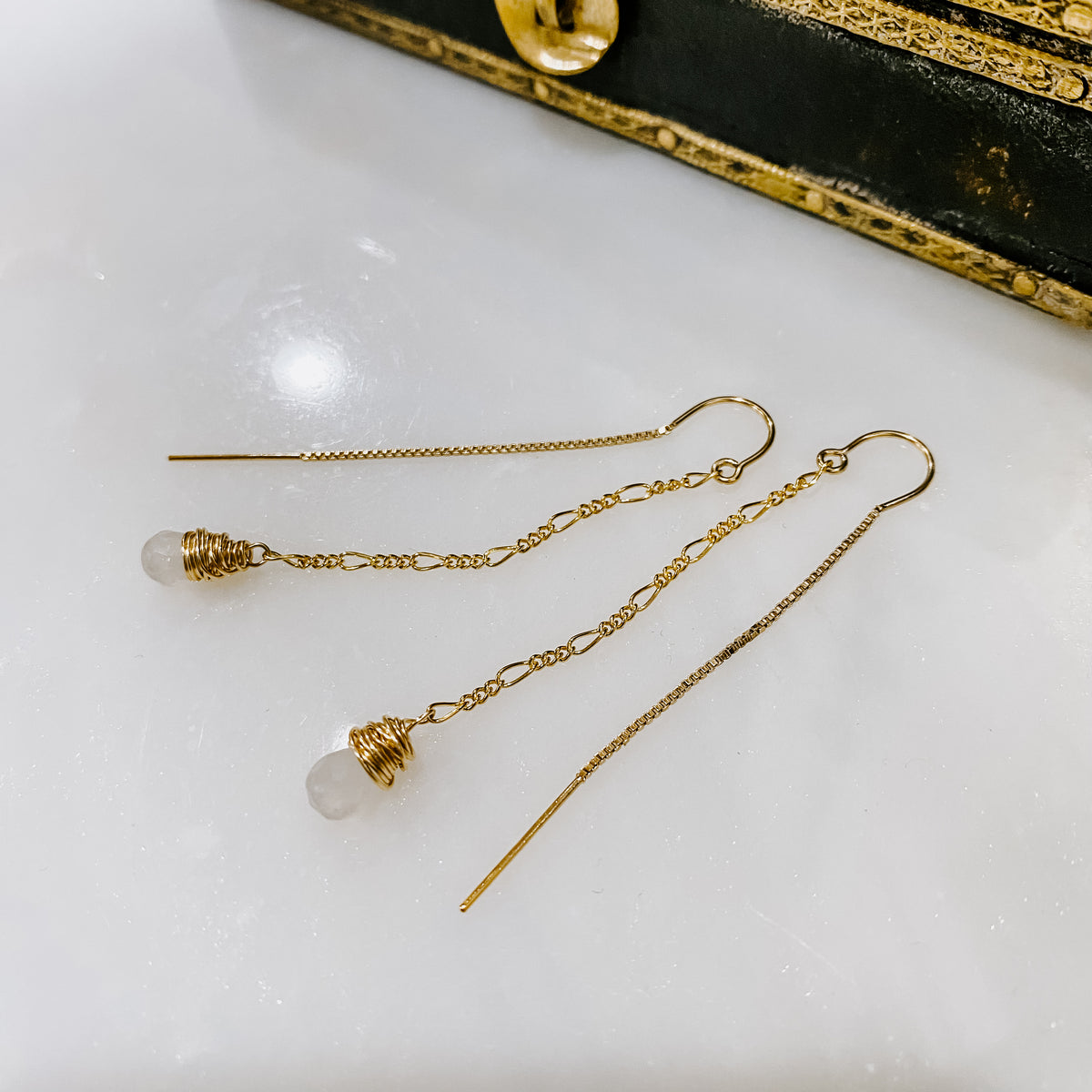 Moonstone Threader Earrings