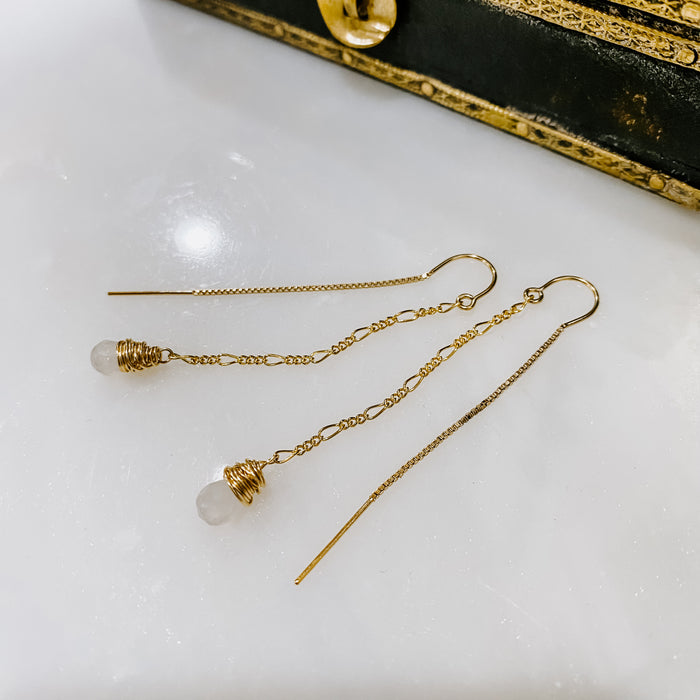 Moonstone Threader Earrings