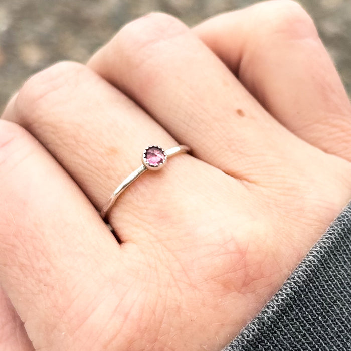 Dainty Pink Tourmaline Ring, Size 7.5