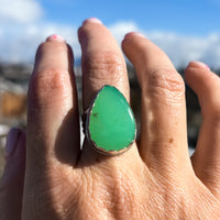Mossy Meadow Australian Chrysoprase Ring, size 7.5