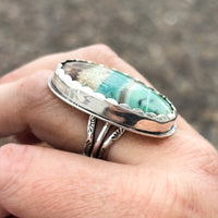 Echo of the Earth Opalized Petrified Wood Ring size 7- custom