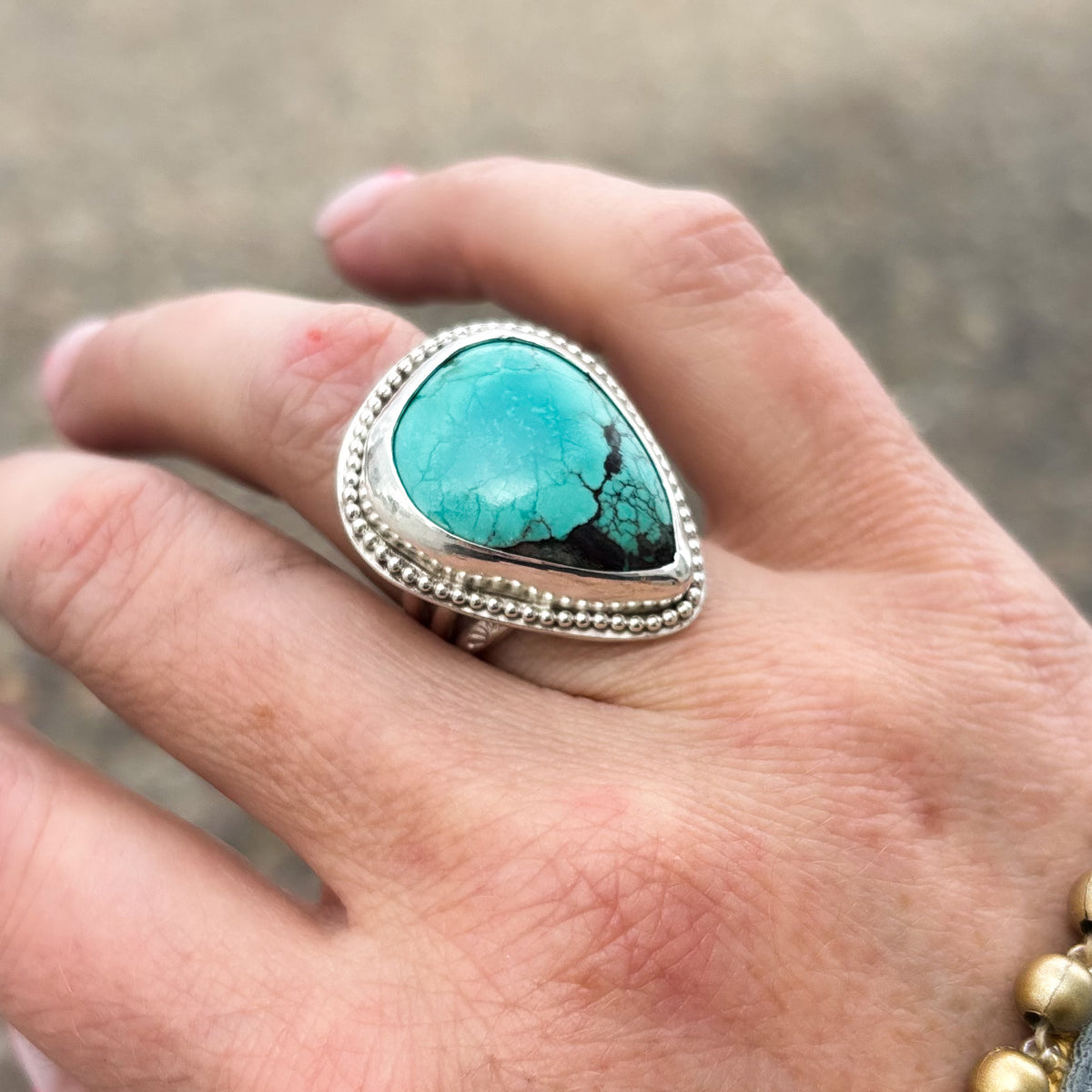 Desert Bloom Turquoise Ring, size 7