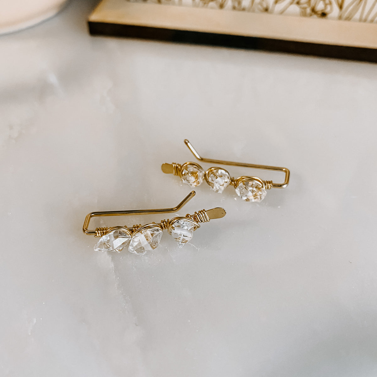 Herkimer Diamond Ear Climbers