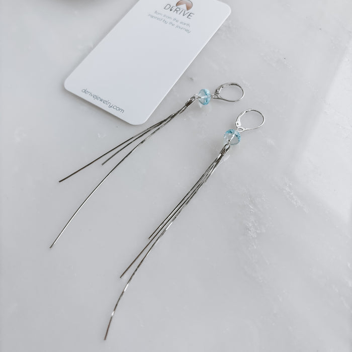 Silver Falls Blue Topaz and Sterling Silver Fringe Earrings