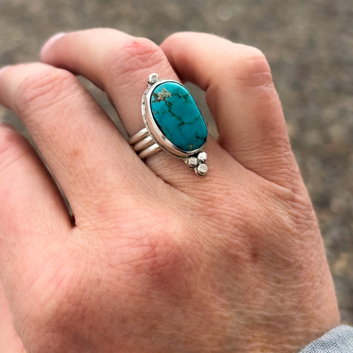 Wanderer's Ring, Kingman Turquoise,  Size 7