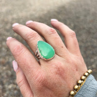 Mossy Meadow Australian Chrysoprase Ring, size 7.5