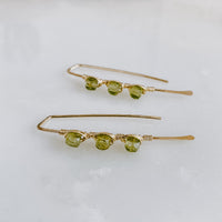 Triple Stone Peridot Threader Earrings