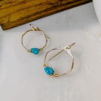 Blue Ithaca Turquoise Mini Organic Hoop Earrings