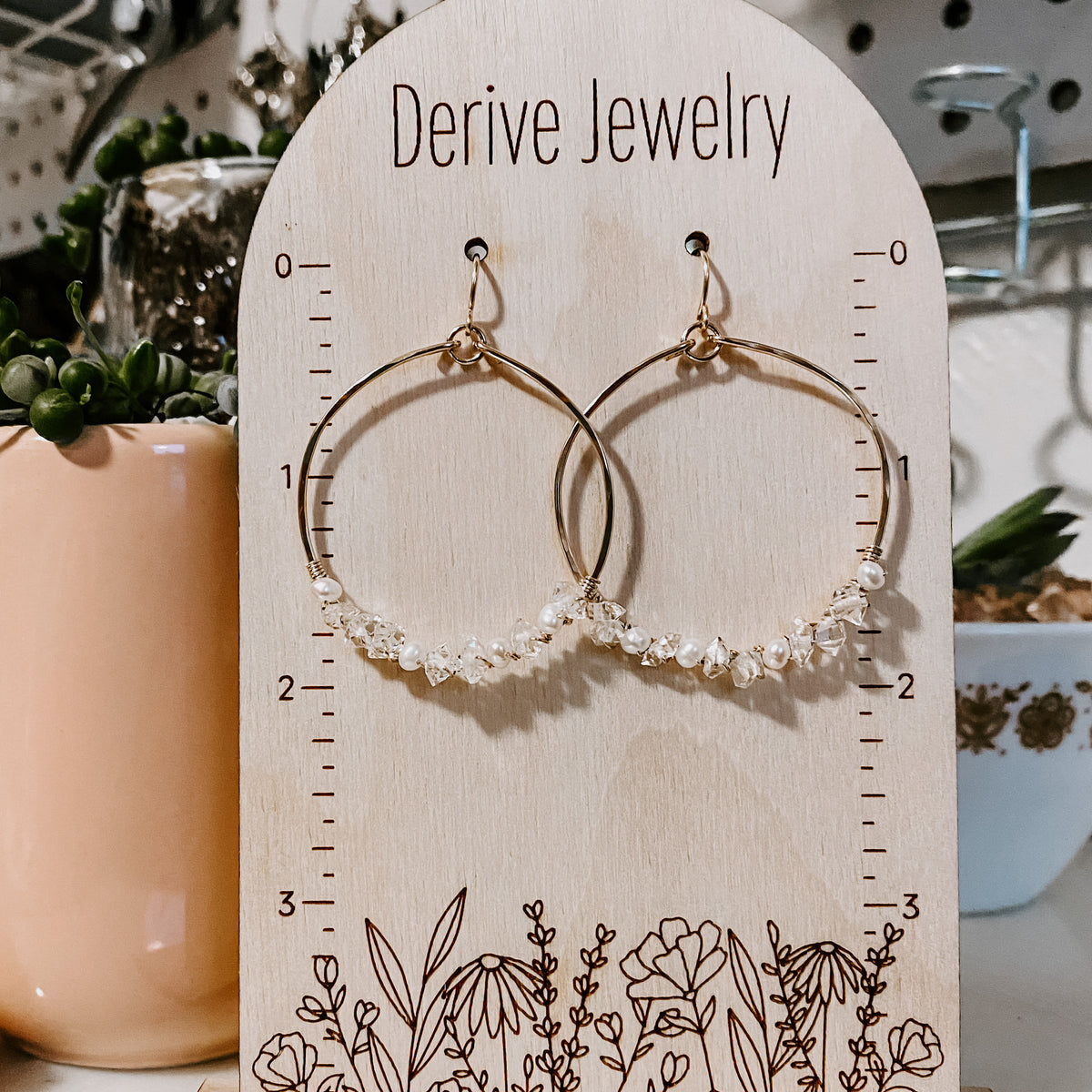 Everly Herkimer Diamond and Pearl Hoop Earrings