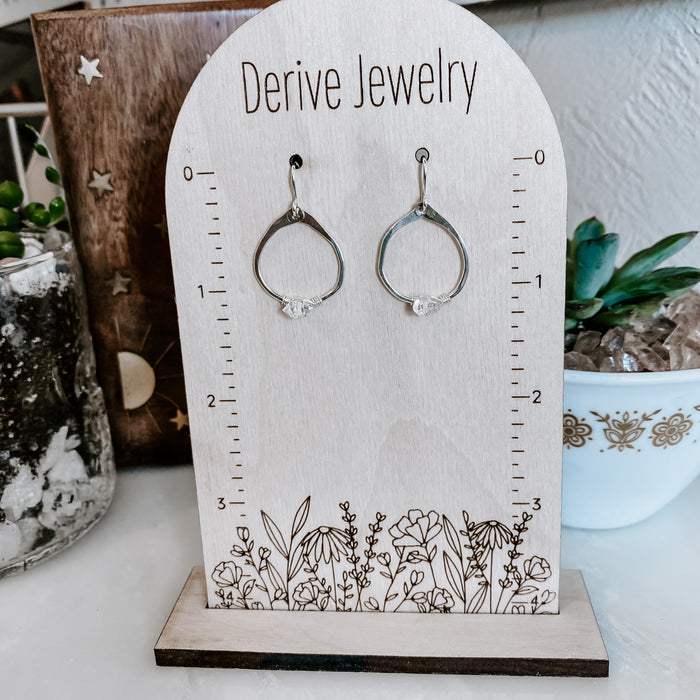 Mini Herkimer Diamond Organic Shape Hoop Earrings