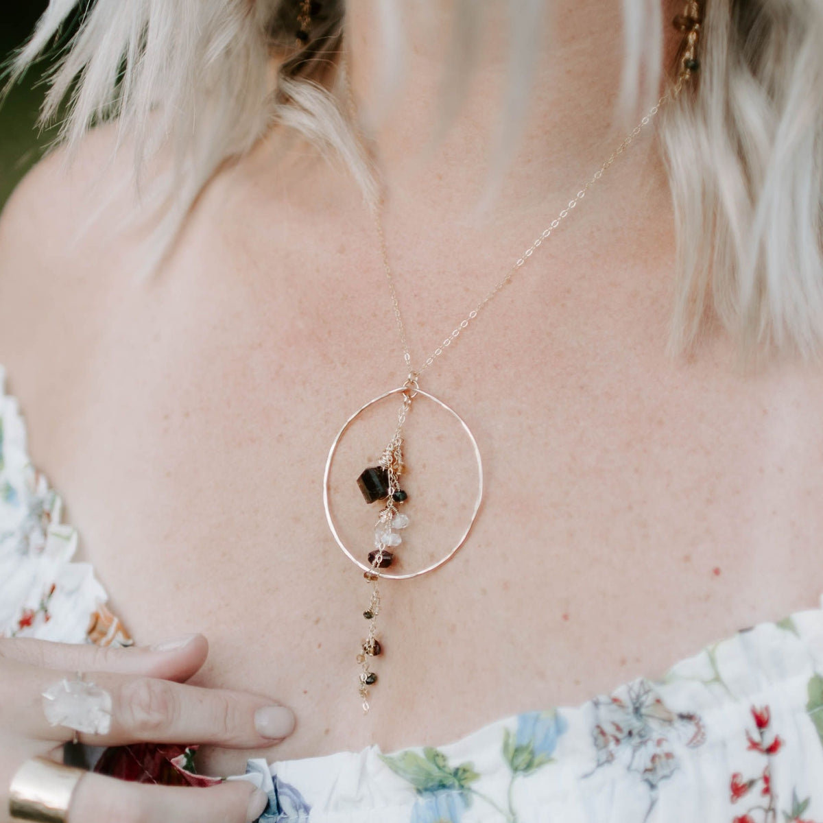 Enchanted Earth Hoop Necklace